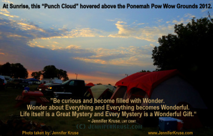 UFO-like Hole Punch Cloud, Skypunch Cloud, hovered over Ponemah Labor Day Pow Wow 2012. Photo by: Jennifer Kruse, LMT CRMT. JenniferKruse.com
